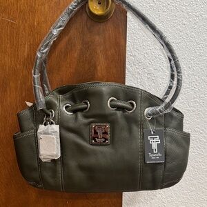 Tignanello Olive Leather Shoulder Bag